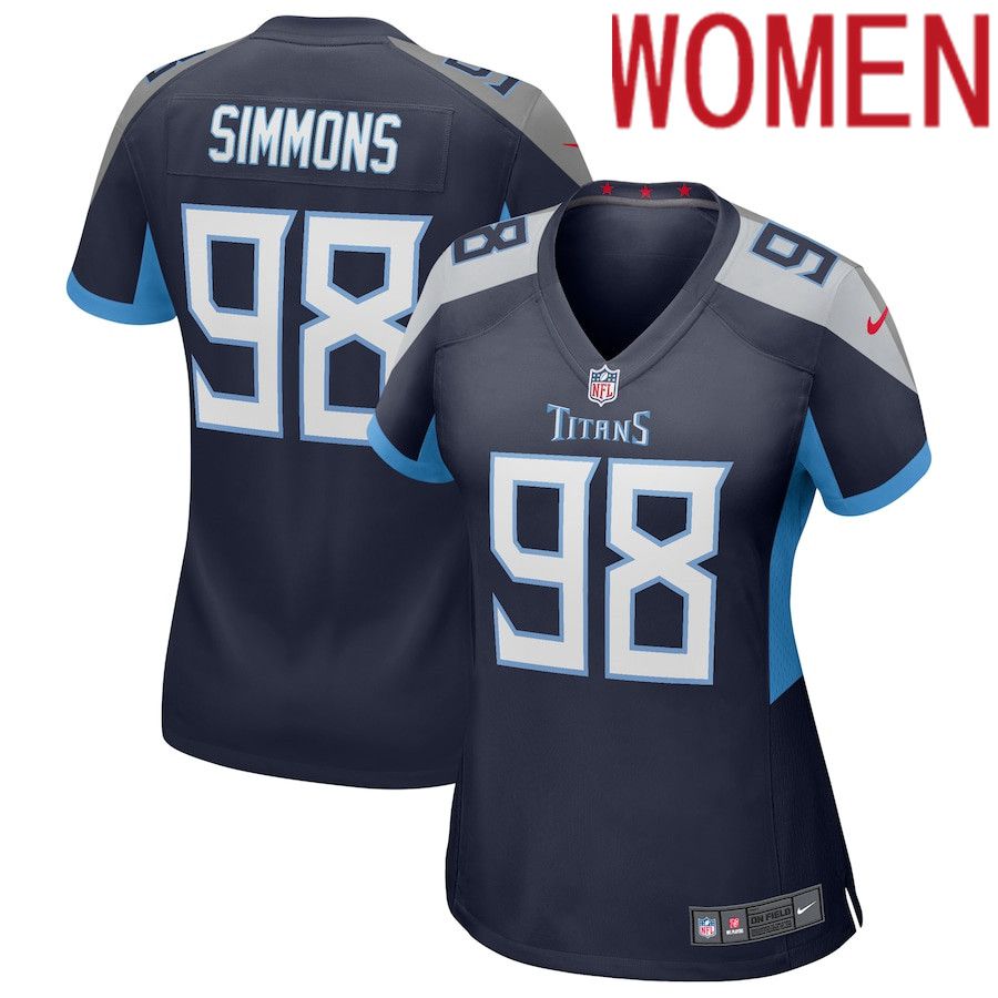 Women Tennessee Titans 98 Jeffery Simmons Navy Nike Game NFL Jersey
